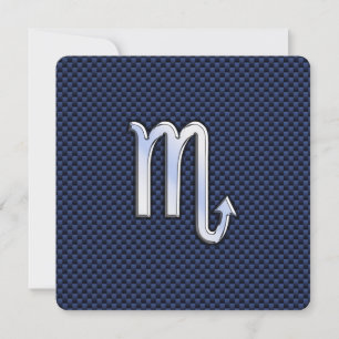 Scorpio Zodiac Sign navy blue carbon fibre print