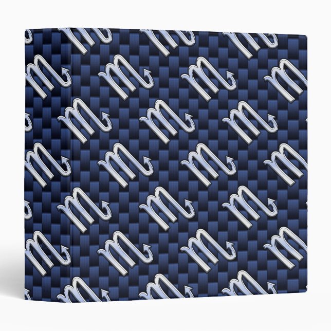 Scorpio Zodiac Sign navy blue carbon fibre print Binder (Front/Spine)