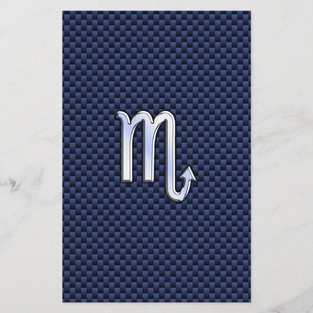 Scorpio Zodiac Sign navy blue carbon fibre print Flyer (Front)