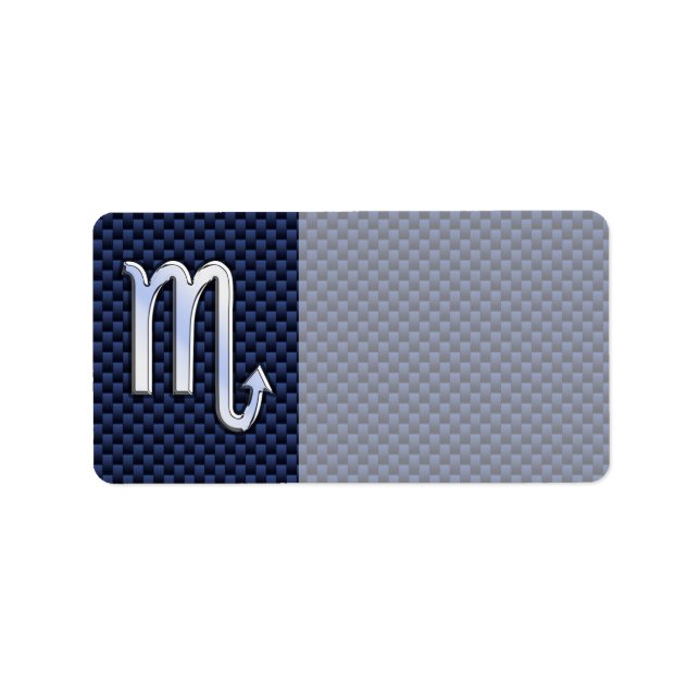 Scorpio Zodiac Sign navy blue carbon fibre print Label (Front)