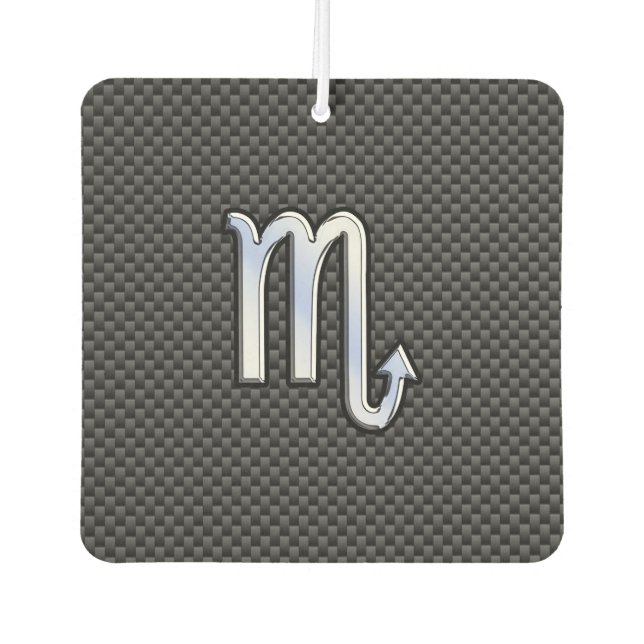 Scorpio Zodiac Sign on Carbon Fibre Print Car Air Freshener (Front)