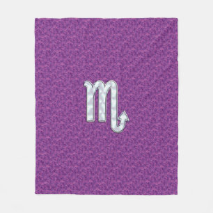 Scorpio Zodiac Sign on Fuchsia Digital Camo Fleece Blanket