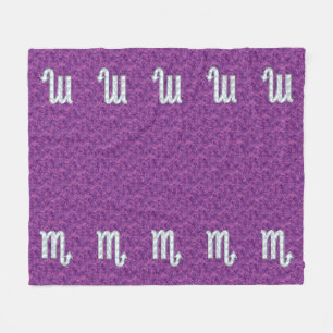 Scorpio Zodiac Sign on Fuchsia Digital Camo Fleece Blanket