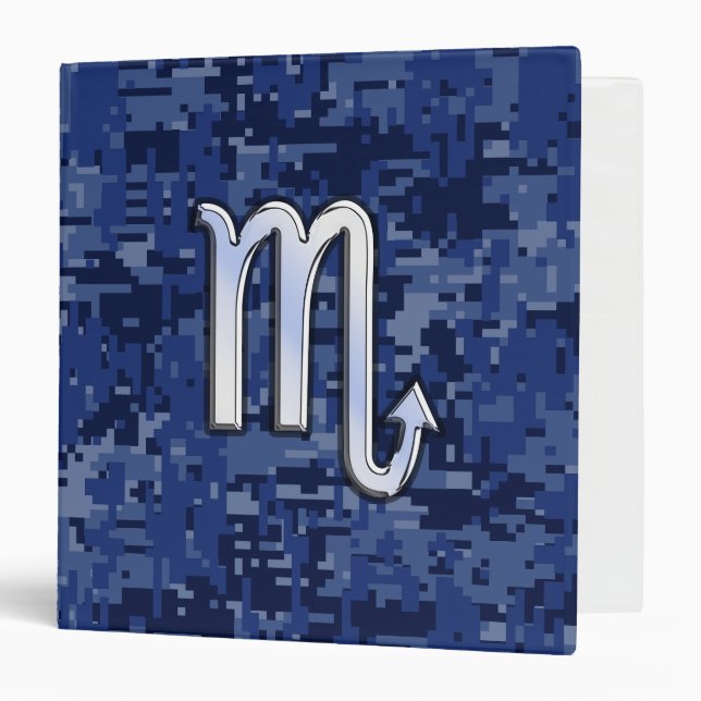 Scorpio Zodiac Sign on Navy Blue Camouflage Decor Binder (Front/Inside)