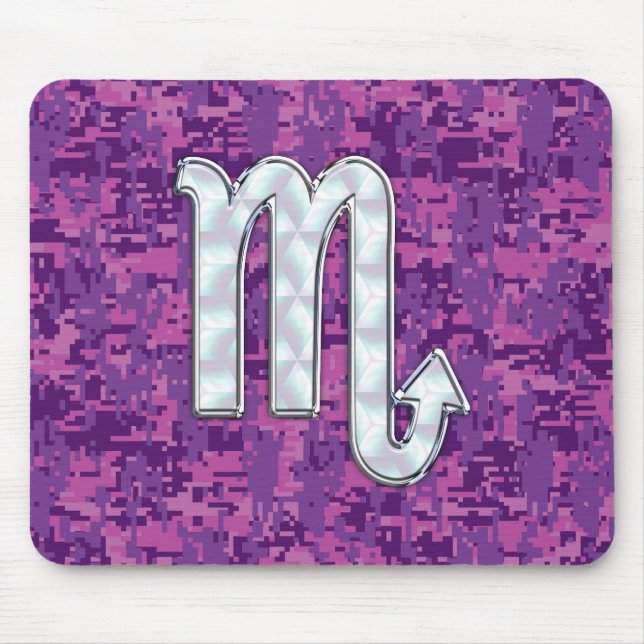 Scorpio Zodiac Sign on Pink Fuchsia Digital Camo Mouse Pad (Front)