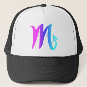 Scorpio Zodiac Sign Pink Blue Aqua Gradient Trucker Hat