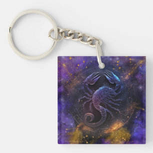 Scorpio Zodiac Sign Watercolor Design Keychain