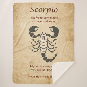 Scorpio Zodiac Sign with Affirmations Sherpa Blanket