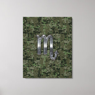 Scorpio Zodiac Sign Woodland Digital Camo
