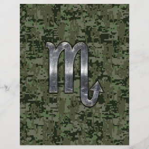 Scorpio Zodiac Sign Woodland Digital Camo Flyer