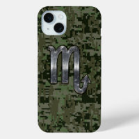Scorpio Zodiac Sign Woodland Green Digital Camo