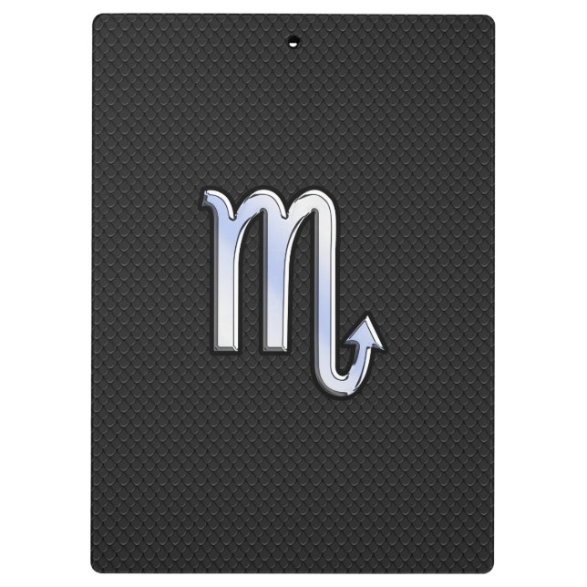 Scorpio Zodiac Silver Sign black snake skin Clipboard (Back)
