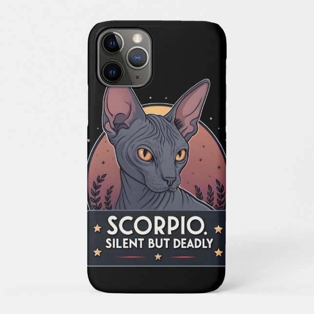 Scorpio Zodiac Sphynx Cat Silent Deadly Art Case-Mate iPhone Case (Back)