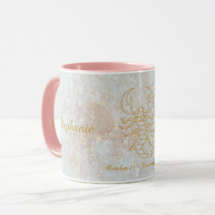 Scorpio Zodiac Star Sign Galaxy Monogram Glitter Mug