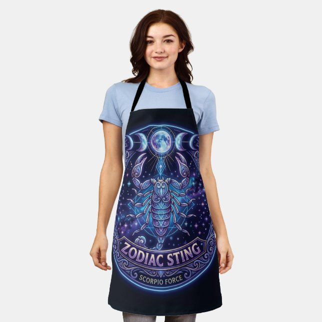 Scorpio Zodiac Sting Celestial Graphic Design Apron (Worn)