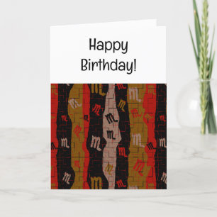 Scorpio Zodiac Stripes Birthday Card