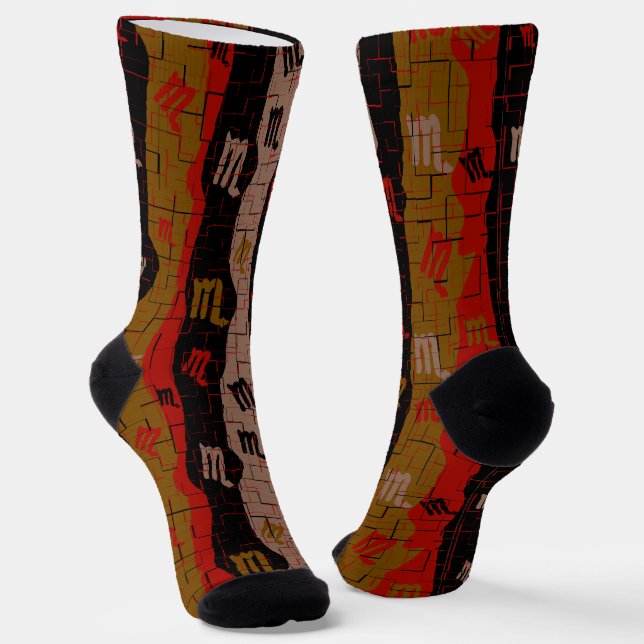 Scorpio Zodiac Stripes  Socks (Angled)