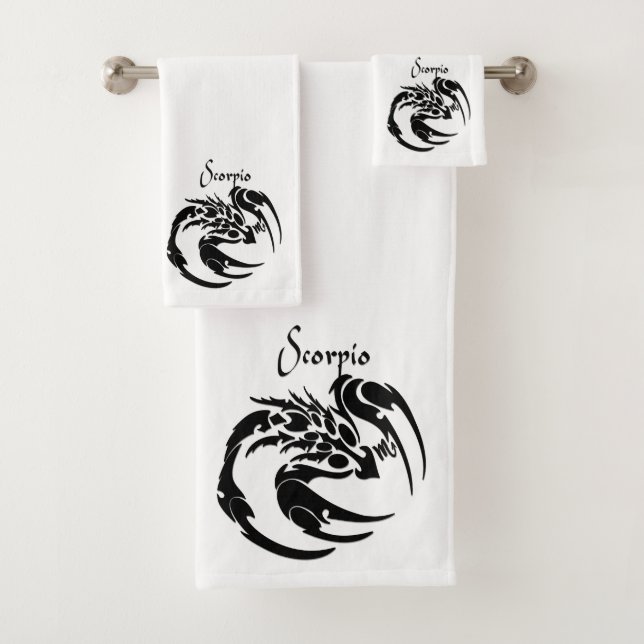 Scorpio Zodiac Symbol and Sign Bath Towel Set (Insitu)