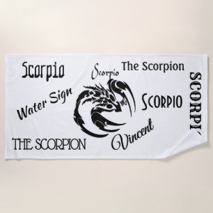 Scorpio Zodiac Symbol and Sign Beach Towel