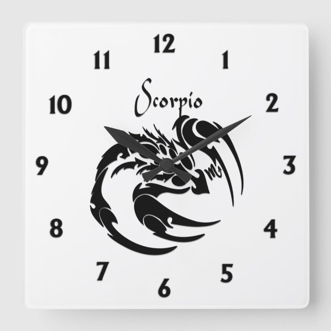 Scorpio Zodiac Symbol and Sign Square Wall Clock (Front)
