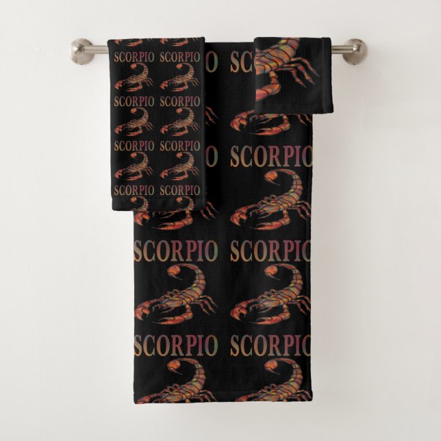 Scorpio Zodiac Symbol Bath Towel Set  (Insitu)