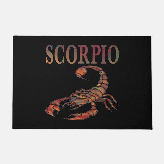 Scorpio Zodiac Symbol Black Door Mat (Front)