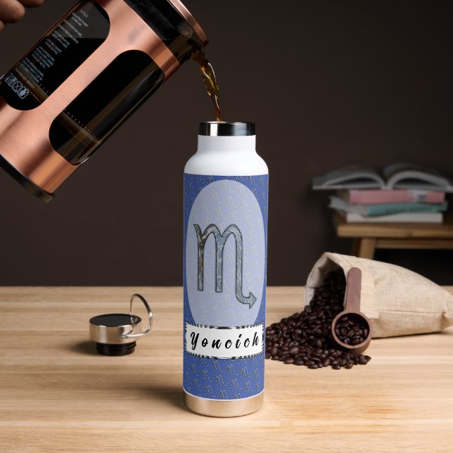 Scorpio Zodiac Symbol Element by Kenneth Yoncich Water Bottle (Coffee)