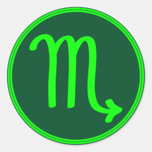 Scorpio Zodiac Symbol Green Mix Classic Round Sticker