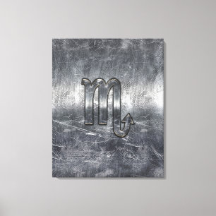 Scorpio Zodiac Symbol in Grunge Metallic Style Canvas Print