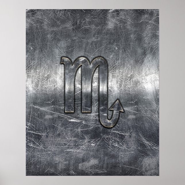 Scorpio Zodiac Symbol in Grunge Metallic Style Poster (Front)