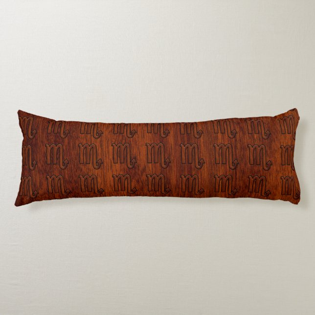 Scorpio Zodiac Symbol in Mahogany Style Body Pillow (Front)
