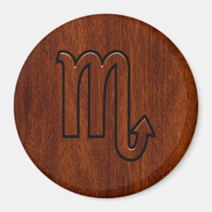 Scorpio Zodiac Symbol in Mahogany Style Magnet