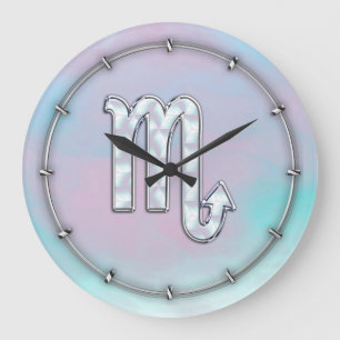 Scorpio Zodiac Symbol in Mother of Pearl Decor Large Clock