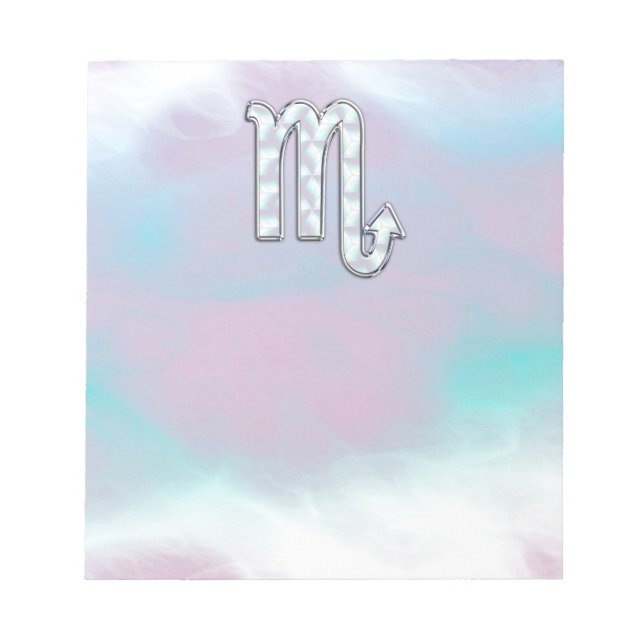 Scorpio Zodiac Symbol in Mother of Pearl Decor Notepad (Front)