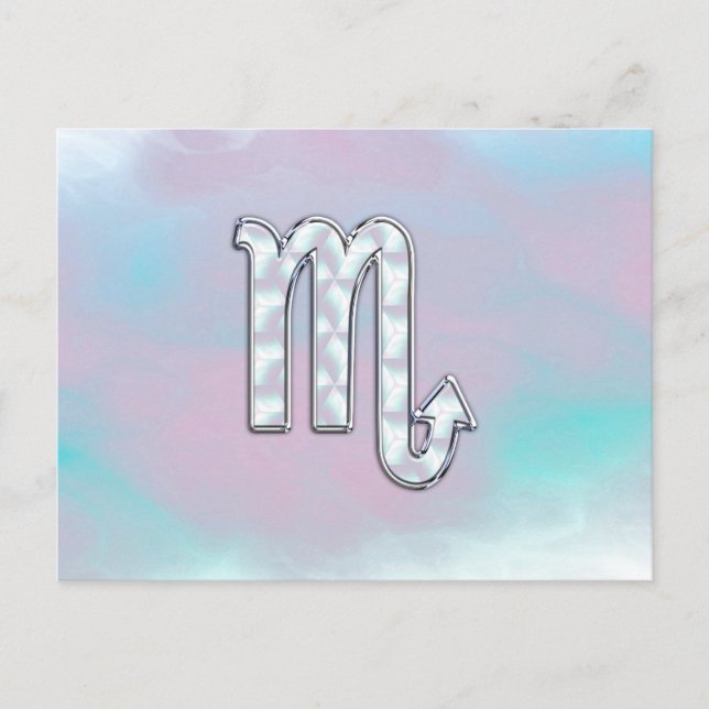 Scorpio Zodiac Symbol in Mother of Pearl Decor Postcard (Front)