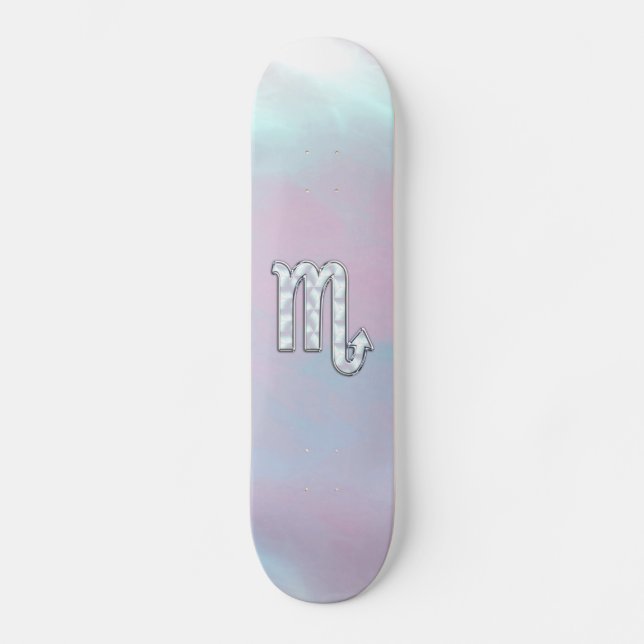 Scorpio Zodiac Symbol in Mother of Pearl Decor Skateboard (Front)
