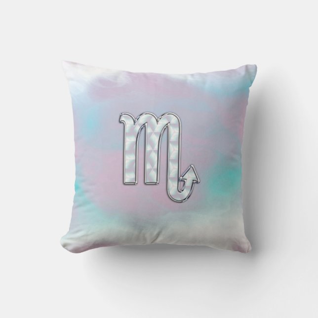 Scorpio Zodiac Symbol in Mother of Pearl Decor Throw Pillow (Front)