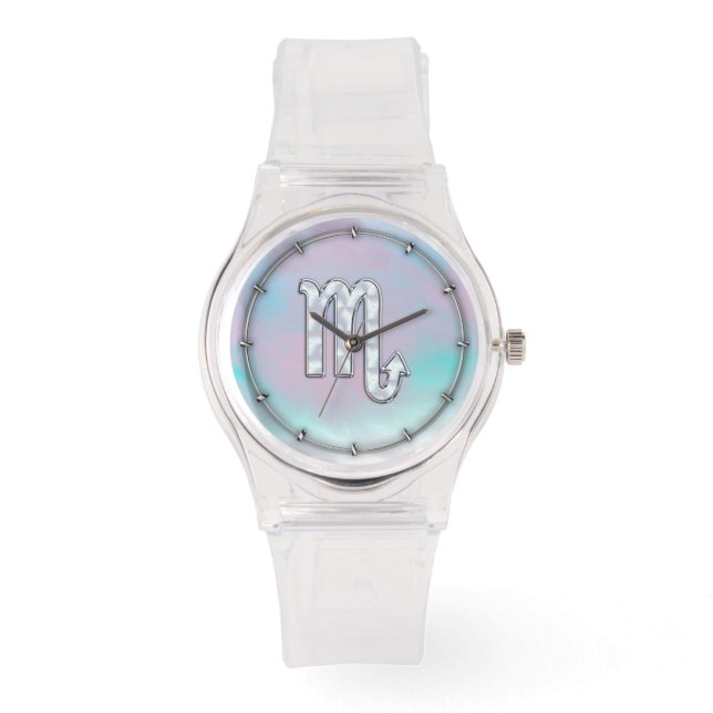 Scorpio Zodiac Symbol in Mother of Pearl Decor Watch (Front)