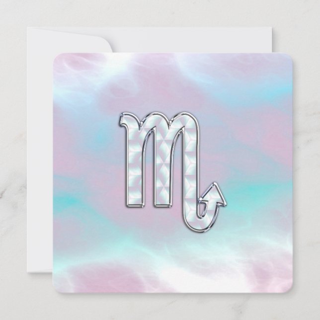 Scorpio Zodiac Symbol in Mother of Pearl Style (Front)