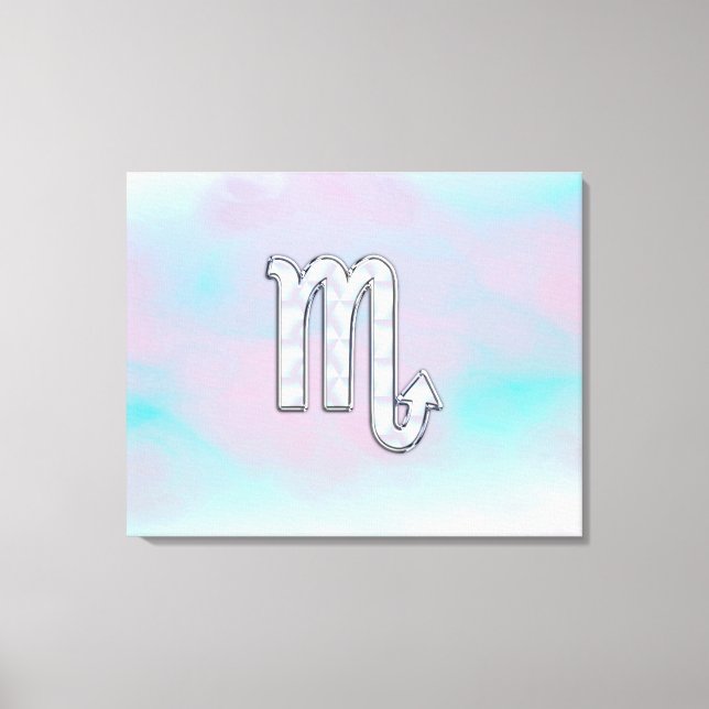 Scorpio Zodiac Symbol in Mother of Pearl Style Canvas Print (Front)