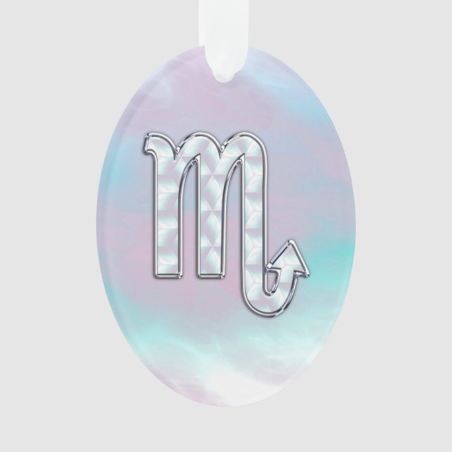 Scorpio Zodiac Symbol in Mother of Pearl Style Ornament (Front)