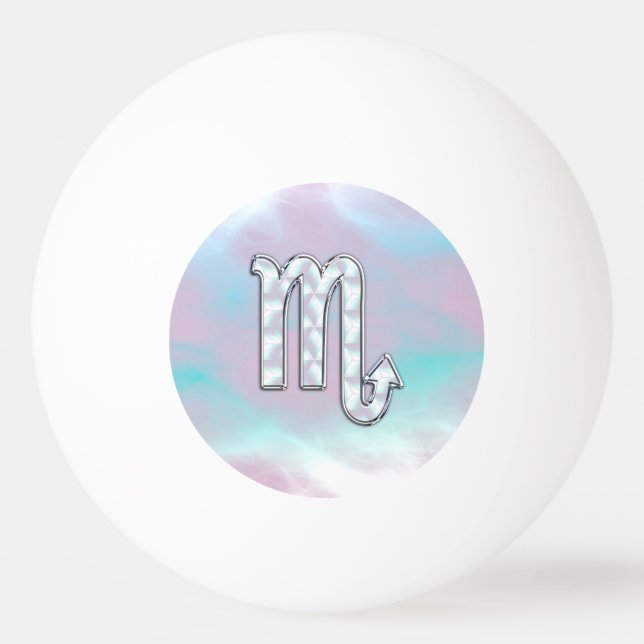 Scorpio Zodiac Symbol in Mother of Pearl Style Ping Pong Ball (Front)