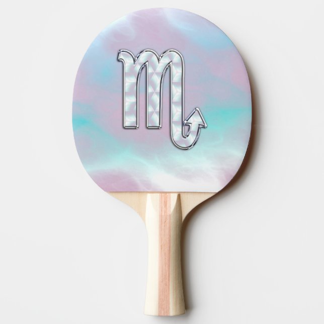 Scorpio Zodiac Symbol in Mother of Pearl Style Ping Pong Paddle (Back)