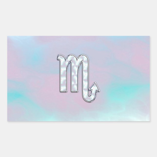 Scorpio Zodiac Symbol in Mother of Pearl Style Sticker (Front)