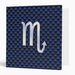 Scorpio Zodiac Symbol Navy Blue Carbon Fibre Style Binder