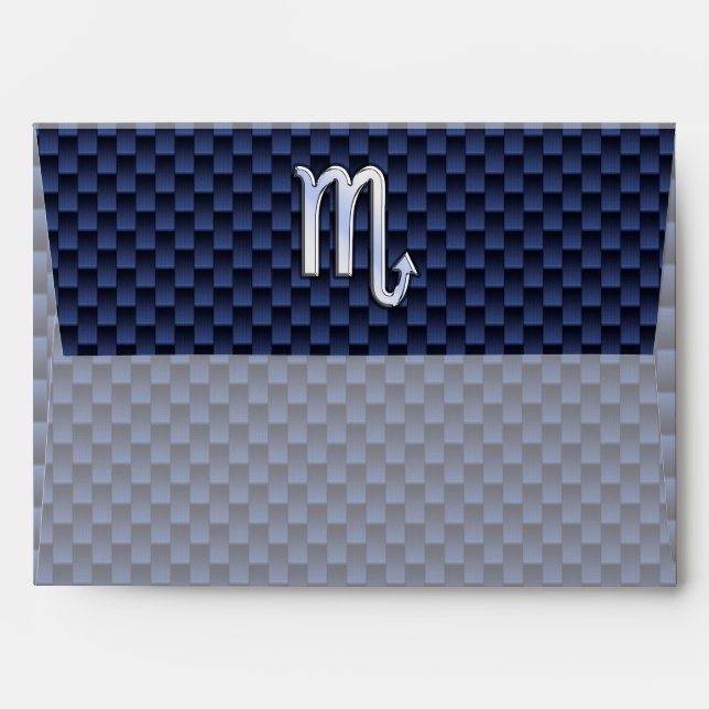 Scorpio Zodiac Symbol navy blue carbon fibre style Envelope (Back (Top Flap))