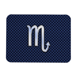Scorpio Zodiac Symbol navy blue carbon fibre style Magnet