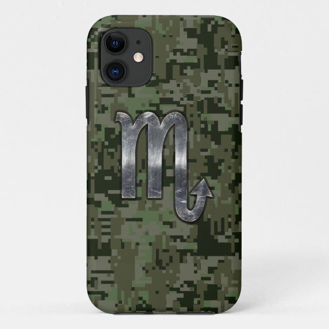 Scorpio Zodiac Symbol Olive Green Digital Camo Case-Mate iPhone Case (Back)