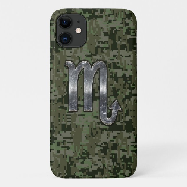 Scorpio Zodiac Symbol Olive Green Digital Camo Case-Mate iPhone Case (Back)
