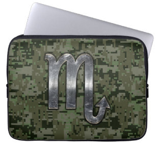 Scorpio Zodiac Symbol Olive Green Digital Camo Laptop Sleeve